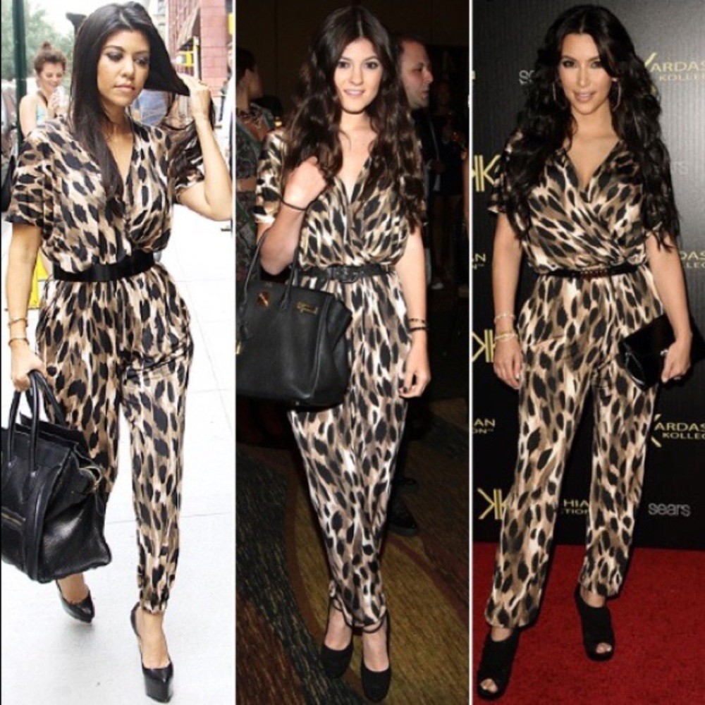 Kardashian Kollection leopard jumpsuit size small